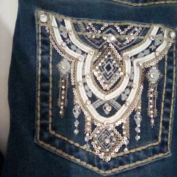 Angel Designed In Los Angeles Blue Jeans Silver Embellishments Size 7/28 Y2K - Picture 8 of 12